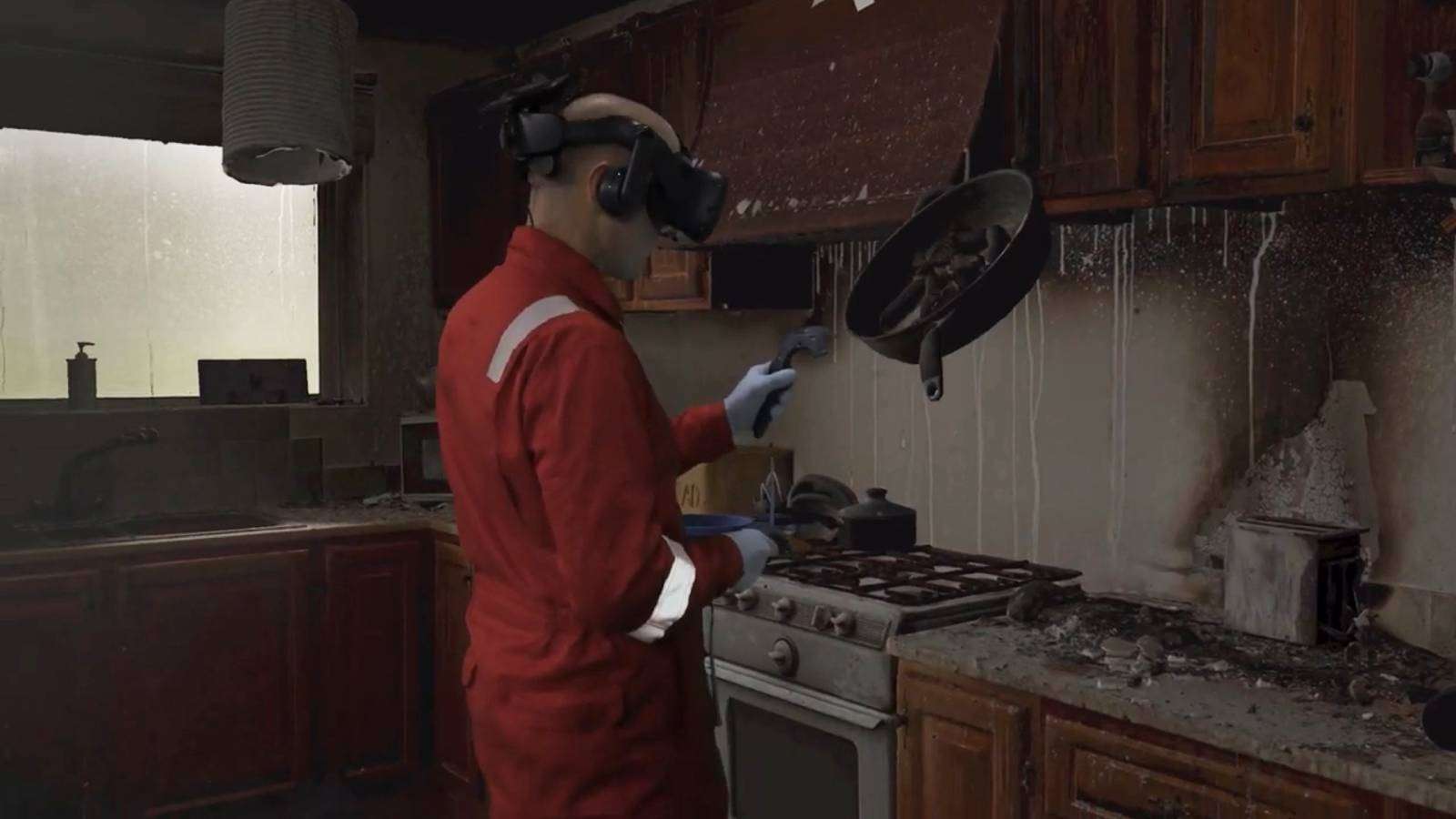 HTC VR fire training scenario