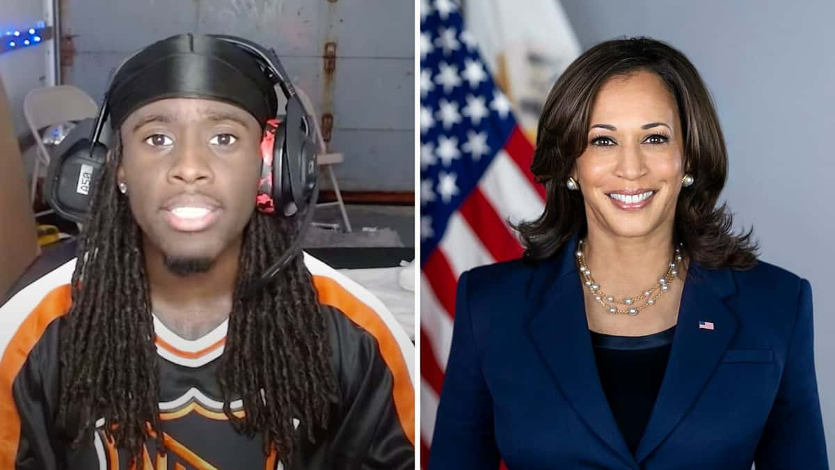 Kai Cenat and Kamala Harris