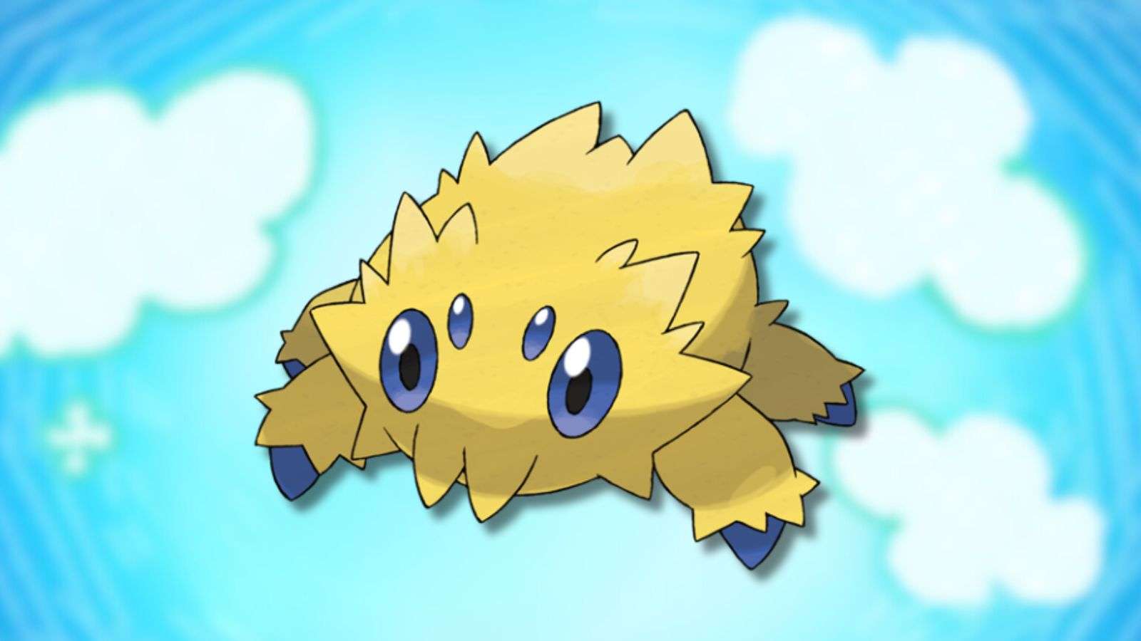 Joltik Pokemon with cloud background.