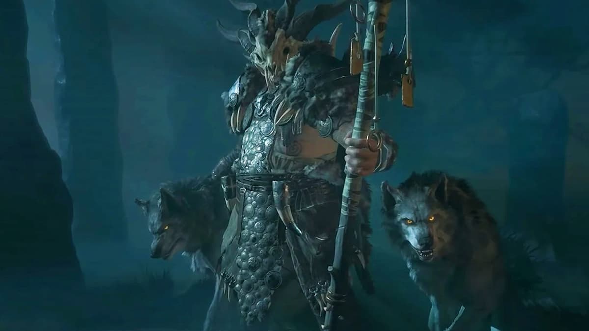 Diablo 4 Druid accompanied by wolves