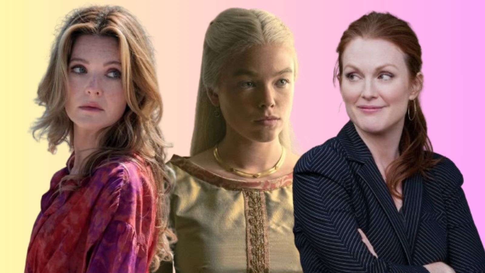 Meghann Fahy in White Lotus, Millie Alcock in House of the Dragon, and Julianne Moore in Crazy Stupid Love are the cast of Sirens on Netflix.