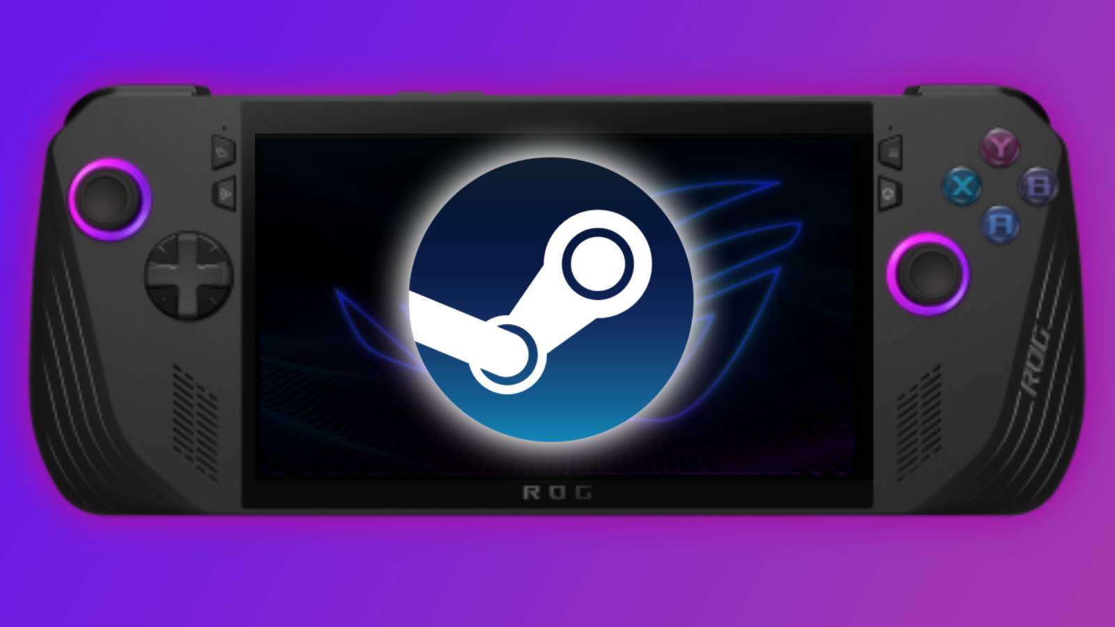 Image of the Steam logo on the screen of the Asus ROG Ally X.