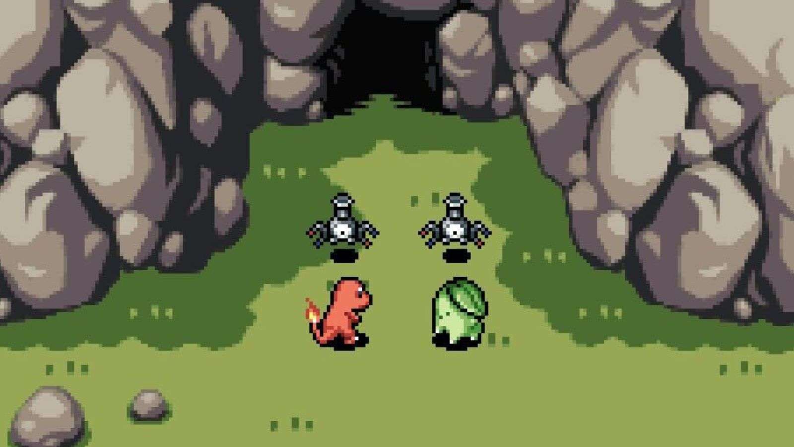 Charmander, Chikorita, and two Magnemite in Pokemon Mystery Dungeon: Red Rescue Team.