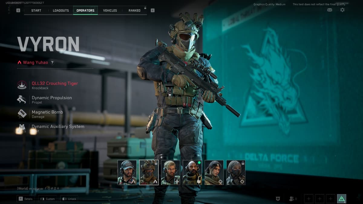 A screenshot of Vyron in Delta Force: Hawk Ops