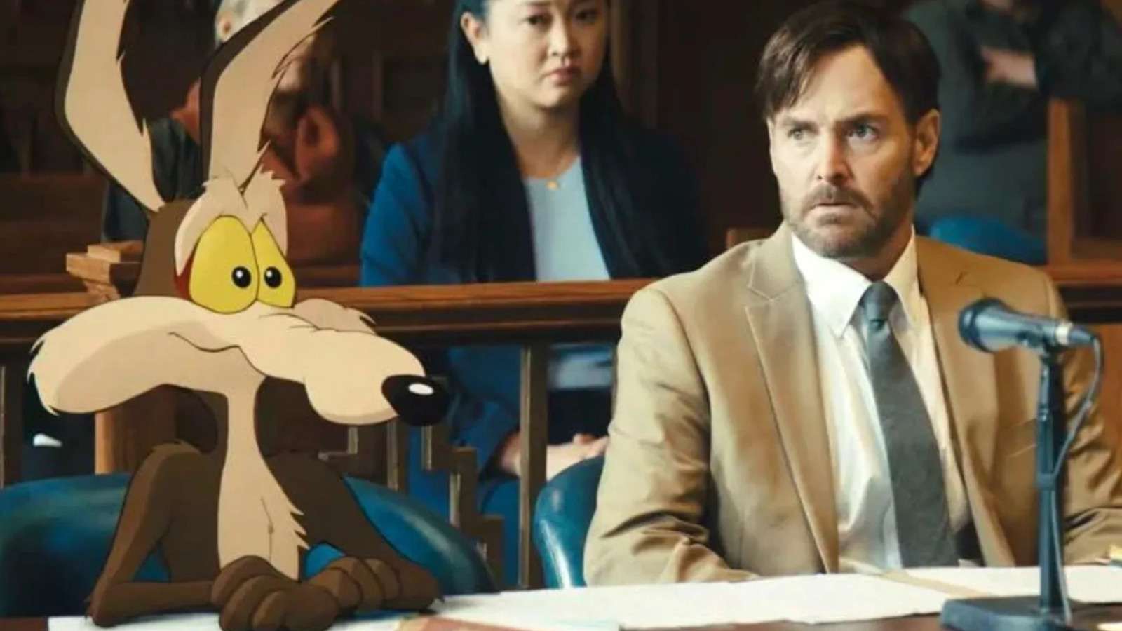 Wile Coyote, Will Forte, and Lana Condor in Coyote vs. Acme