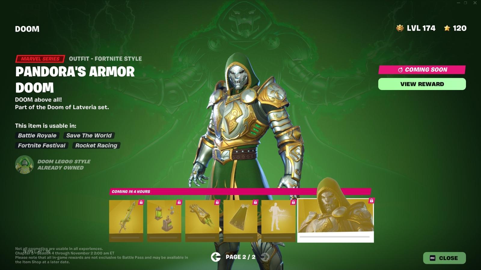 Doom Pandora's Armor skin in Fortnite