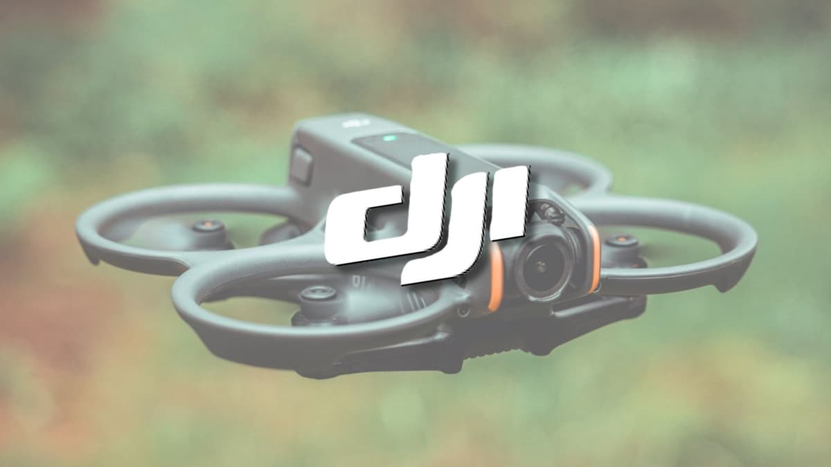 DJI Avata 2 in the background with DJI logo