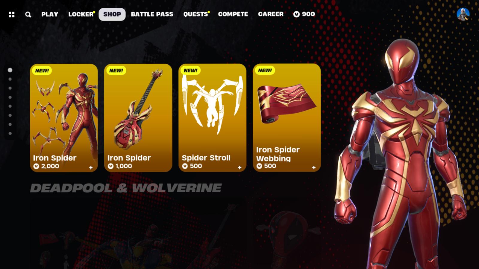 Fortnite Iron Spider Outfit bundle.