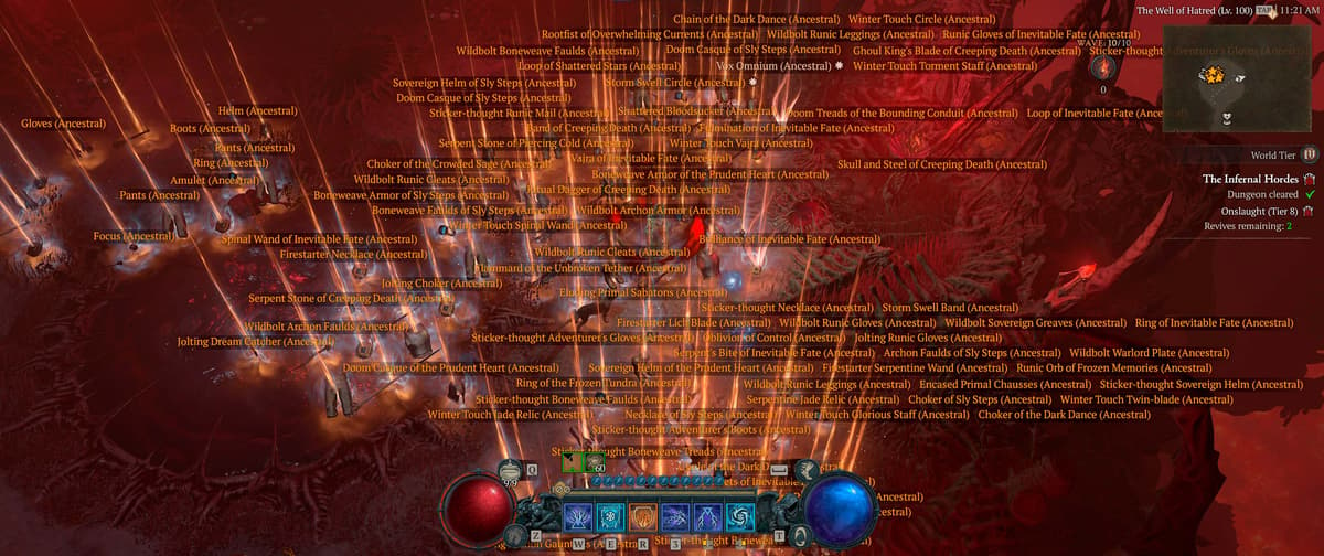 floor covered in legendary loot in Diablo 4