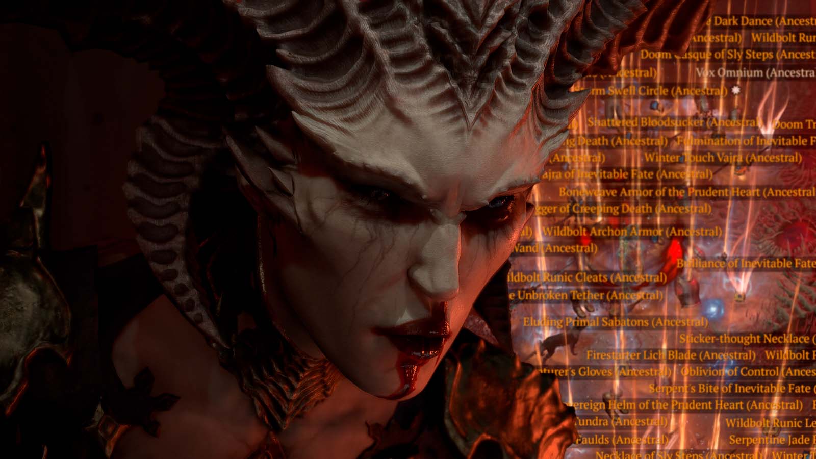 Lilith in agony over the legendary overload in Diablo 4