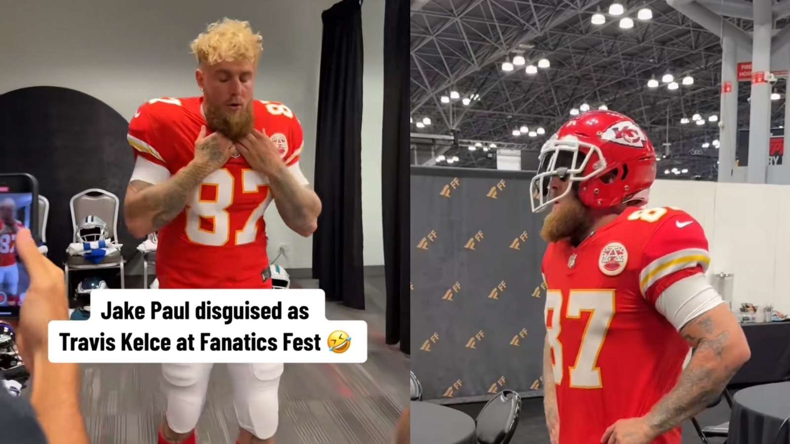 Jake Paul roasted after disguising himself as Travis Kelce at Fanatics Fest - Dexerto