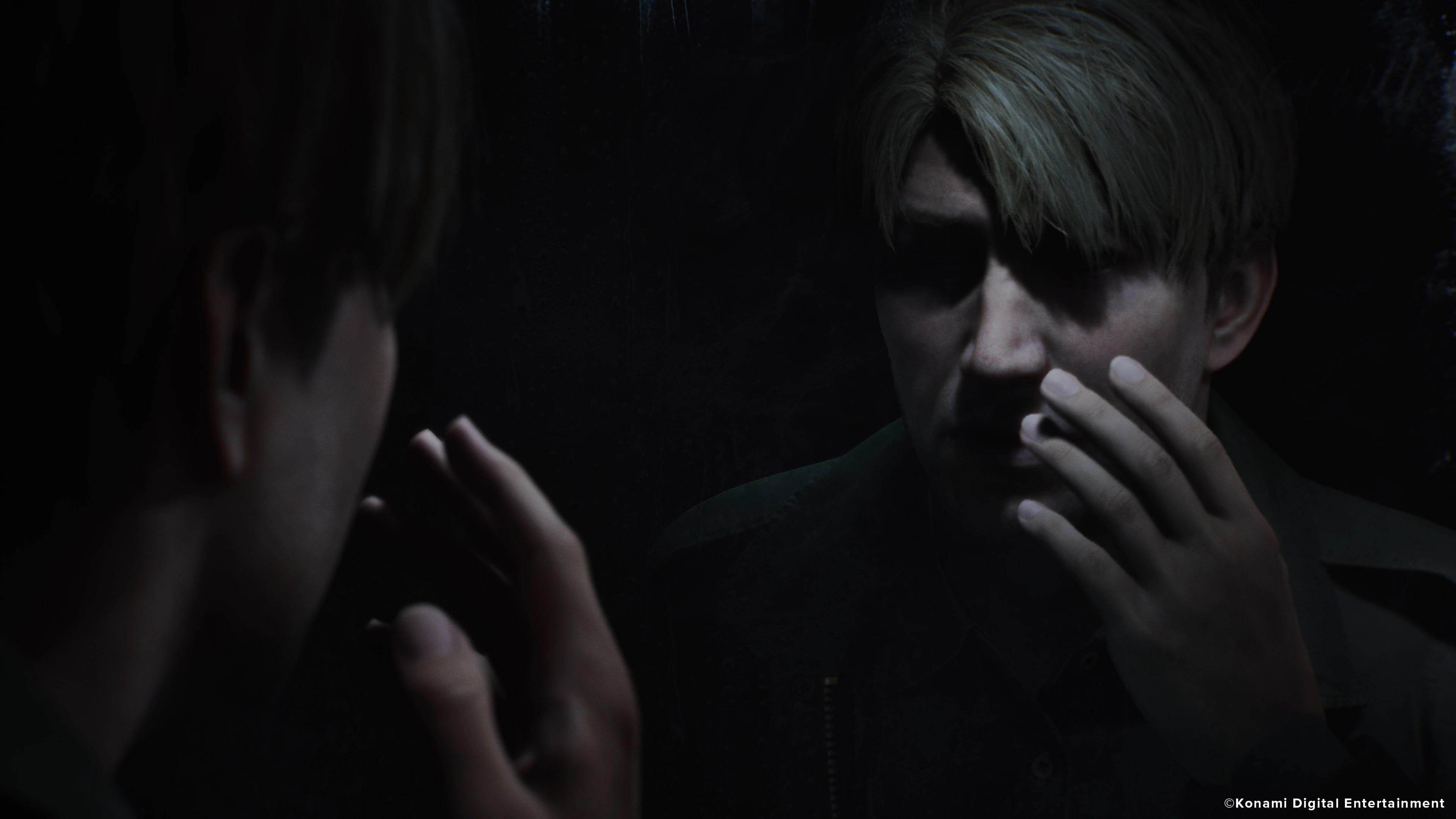 James in silent hill 2 remake looking in mirror