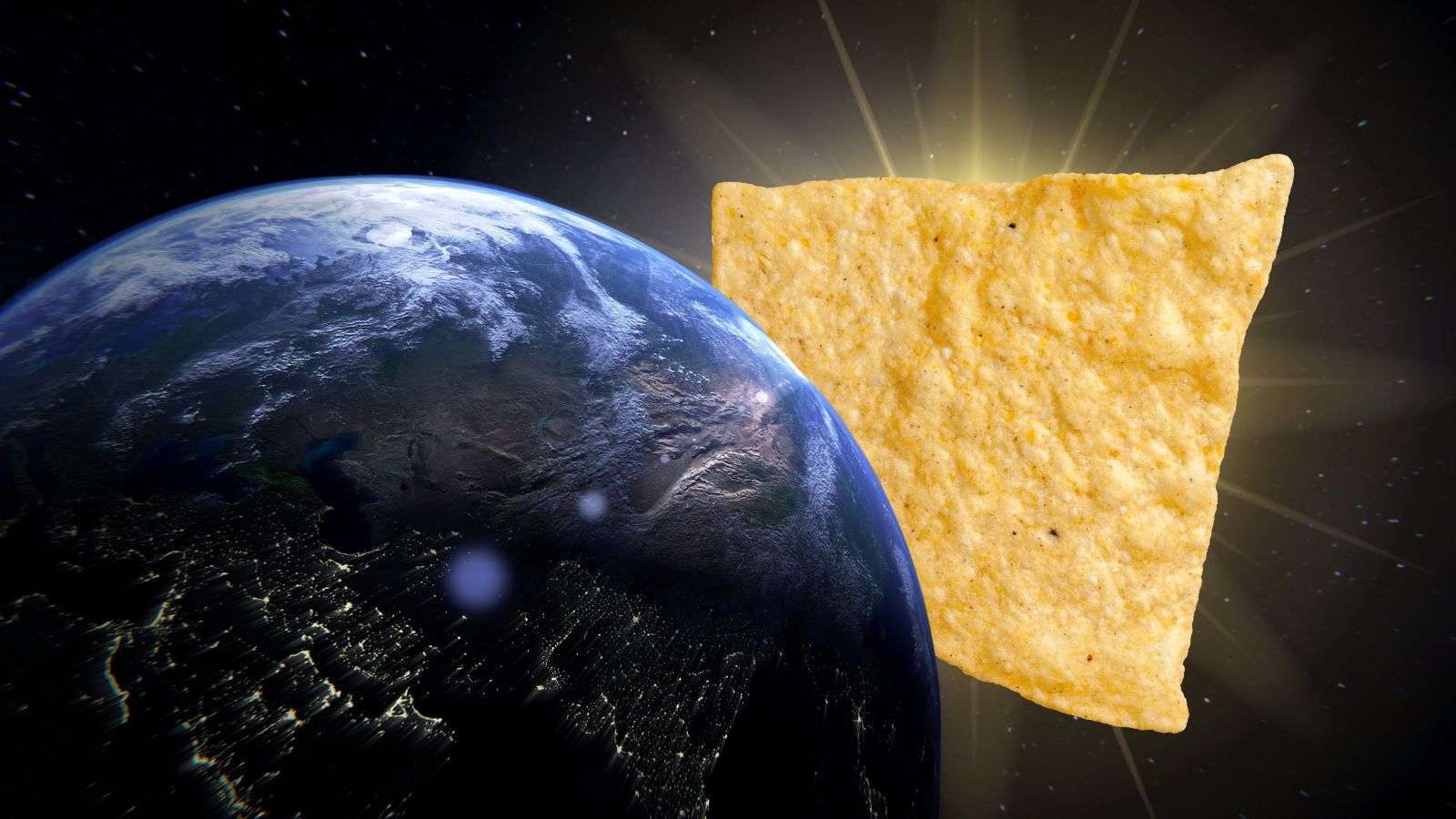 Doritos being eclipsed behind a moon.