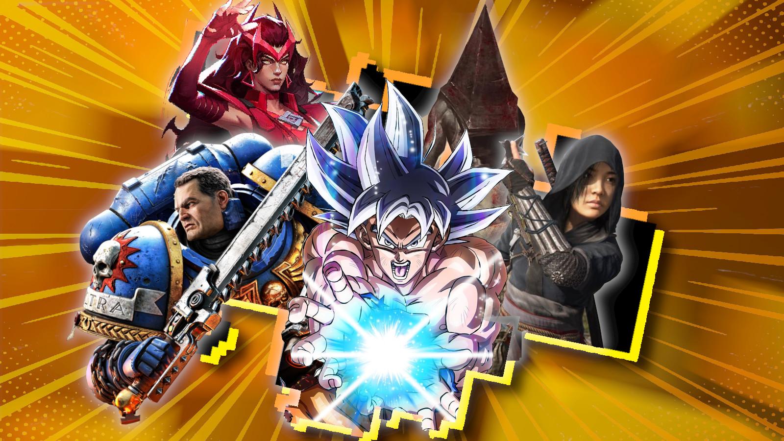 Goku, a Space Marine, Pyramid Hed, Scarlet Witch and an Assassain lead or Gamescom schedule