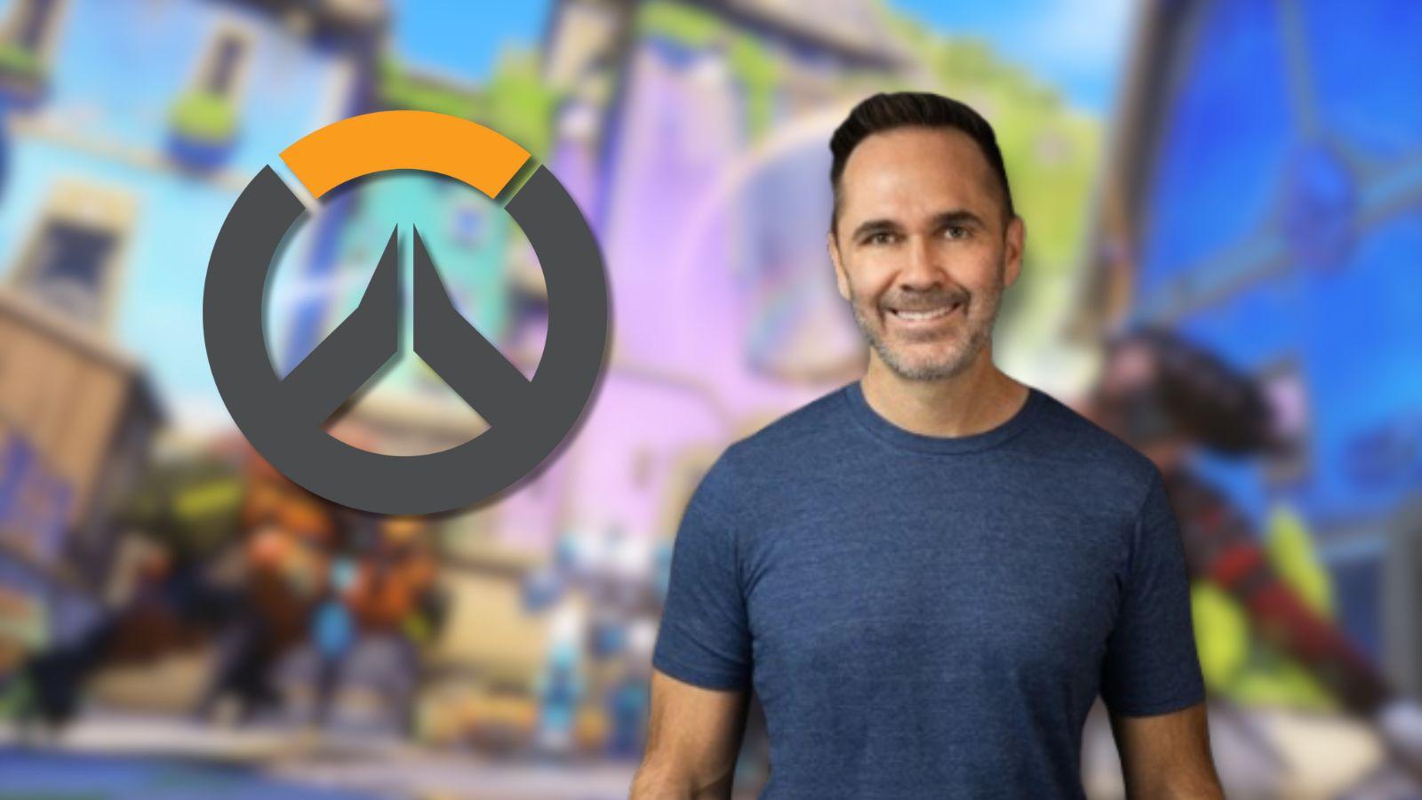 Overwatch 2 logo and Aaron Keller game director