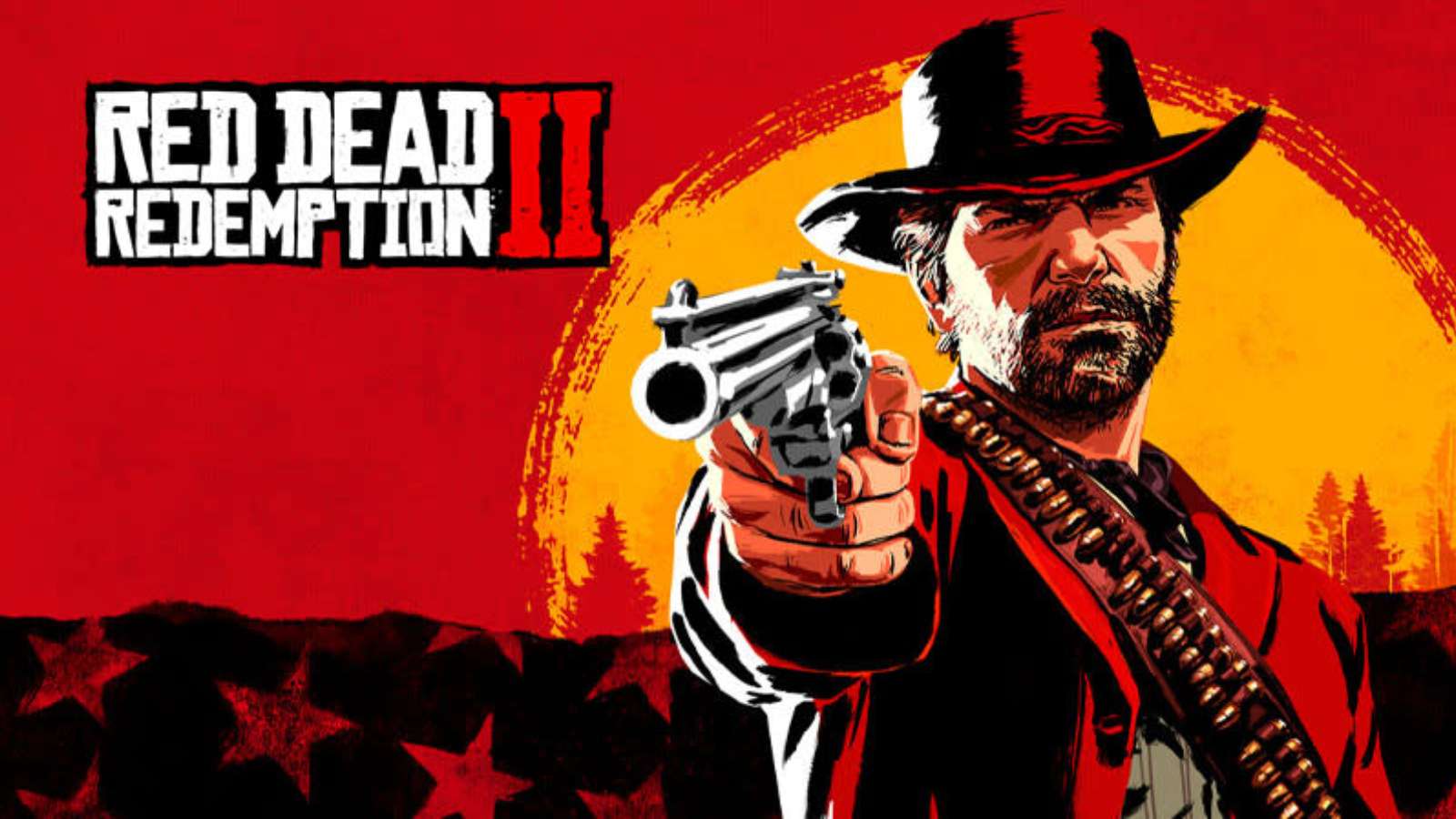 rdr2 logo with arthur holding gun