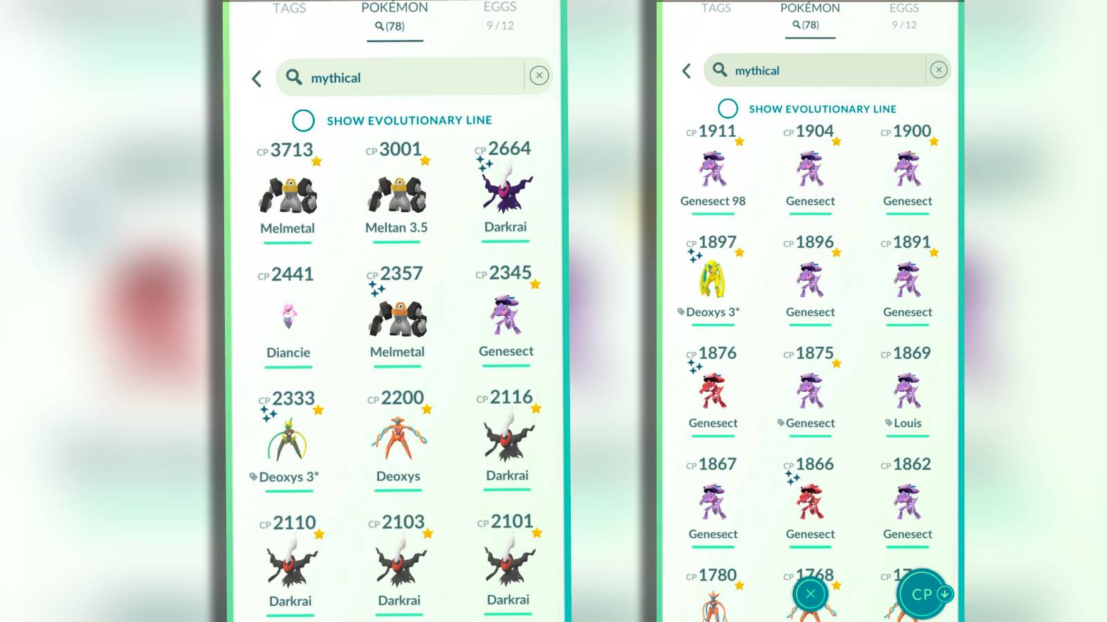 Several Pokemon are shown in Pokemon Go