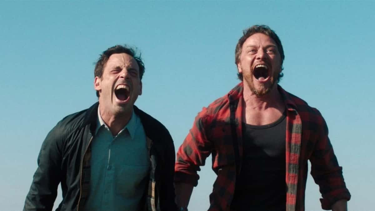 How to watch Speak No Evil: James McAvoy as Paddy and Scoot McNairy as Ben screaming into the sky