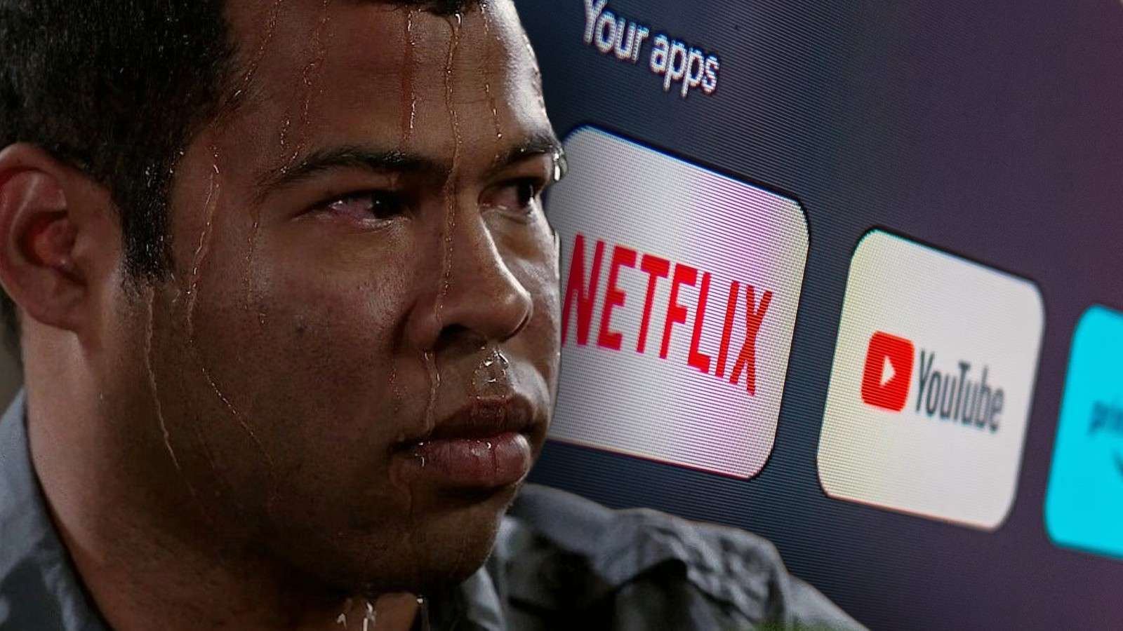 Jordan Peele's sweating meme, plus a photo of YouTube and Netflix's apps