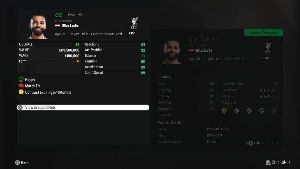 Mo Salah in EA FC 25 Career Mode