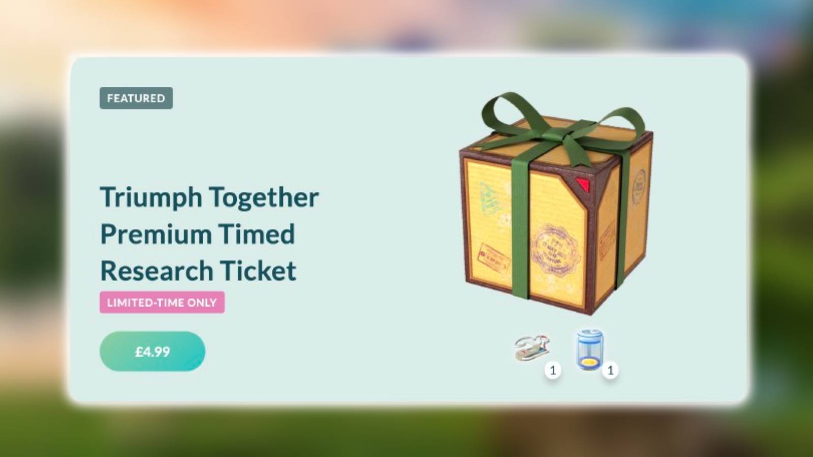 A Pokemon Go Gift Box and ticket is visible