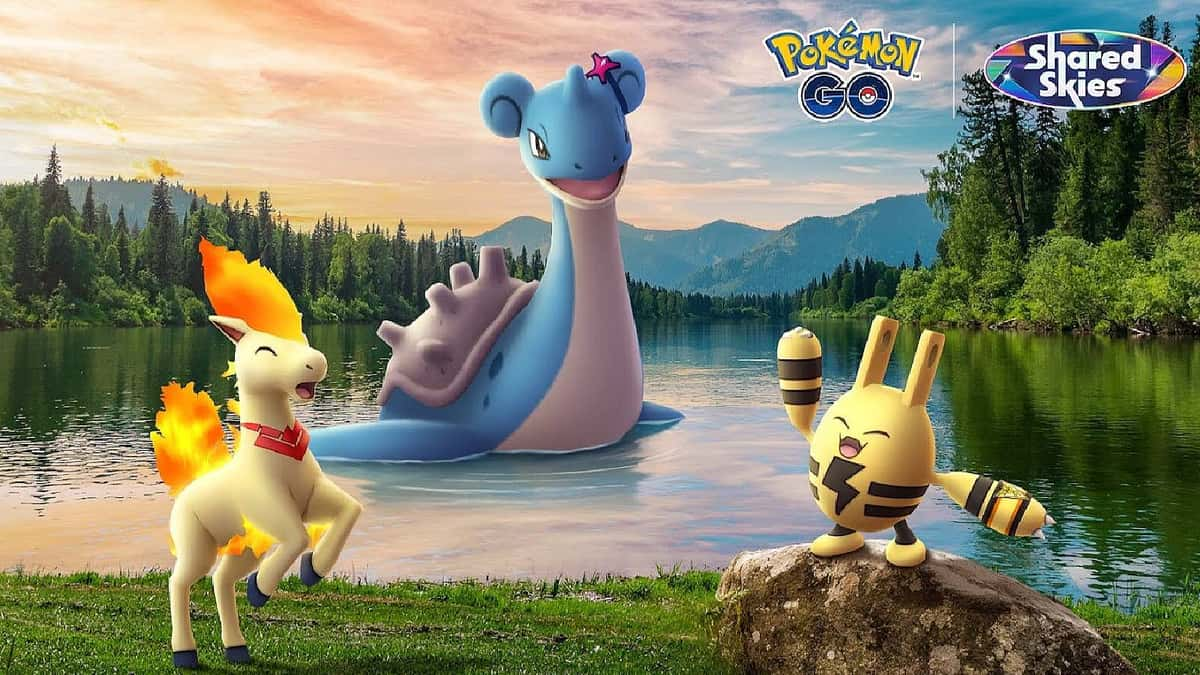 Key art for Pokemon Go shows Elekid, Lapras, and Ponyta