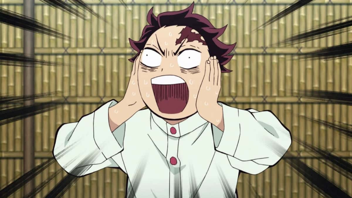 Tanjiro shocked in Demon Slayer