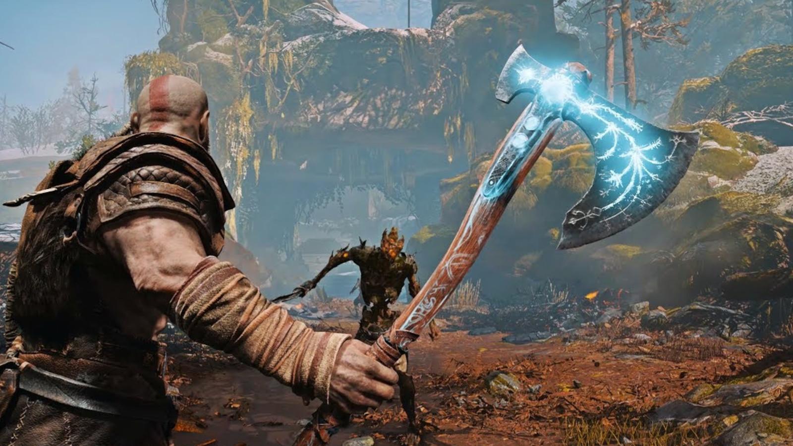 Kratos with the Leviathan Axe in God of War