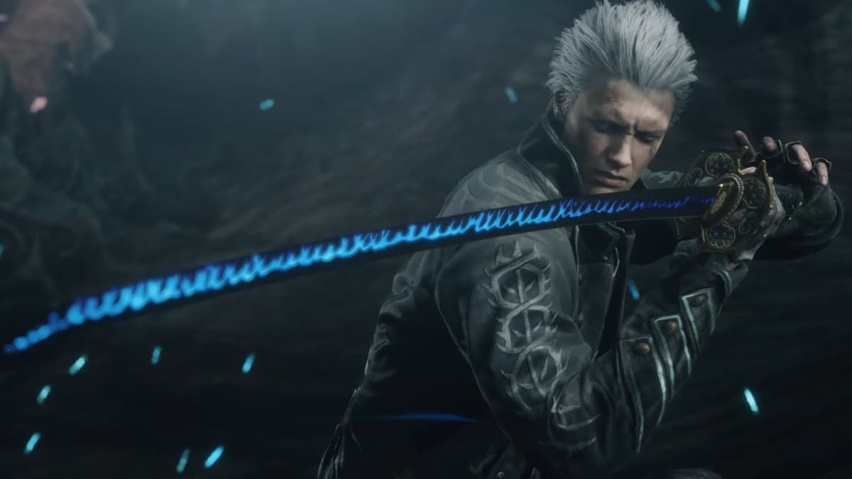 Vergil swings the Yamato in Devil May Cry