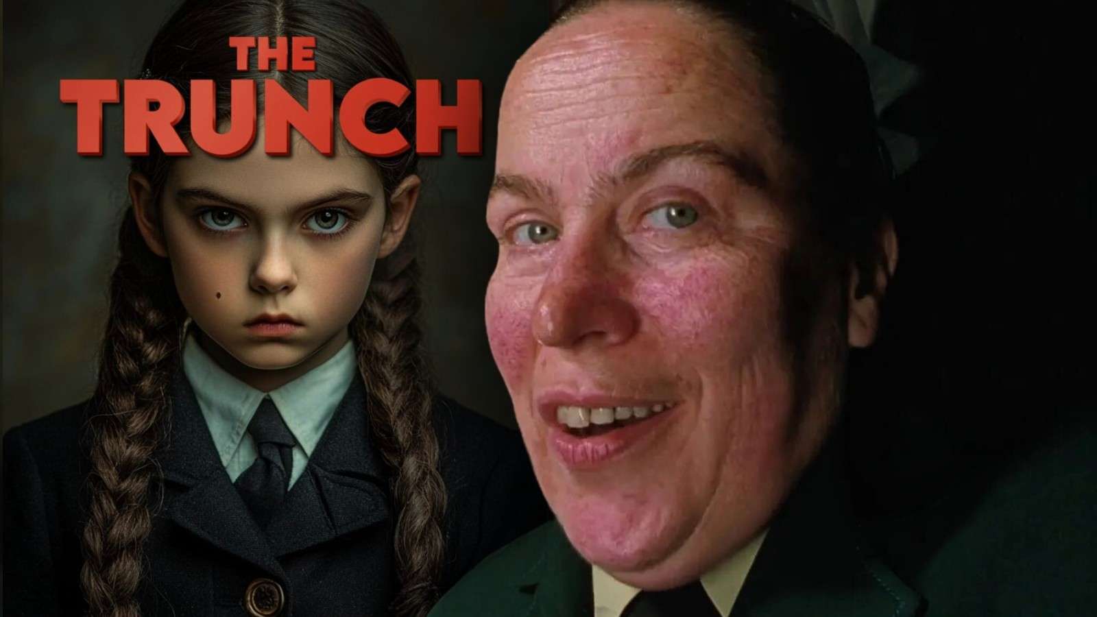 The fake poster for The Trunch movie and Miss Trunchbull from Matilda.