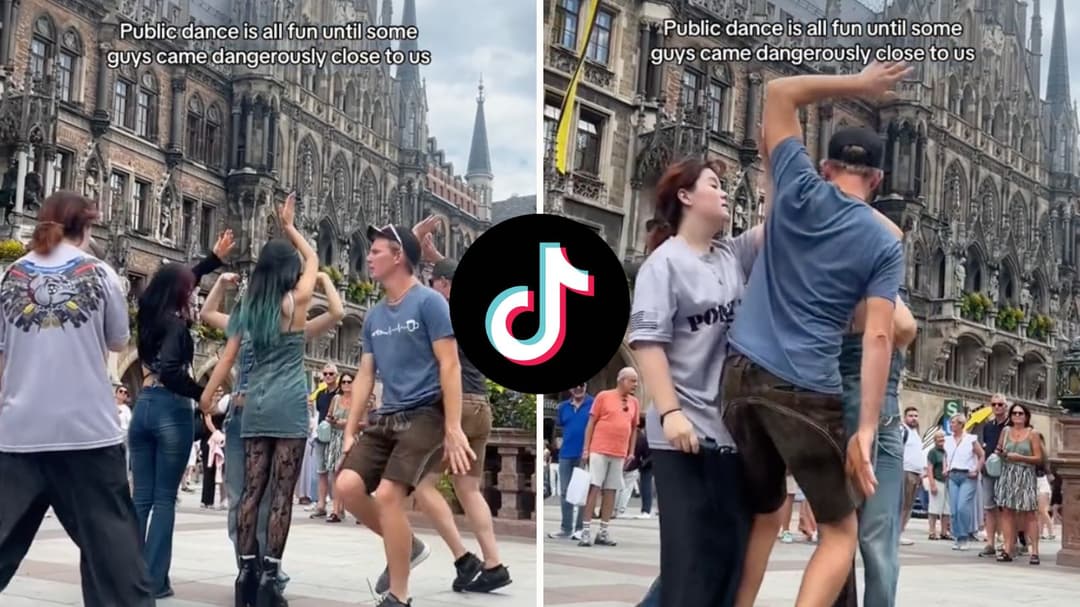 Dance group disrupted when men come ‘dangerously close’ during street performance