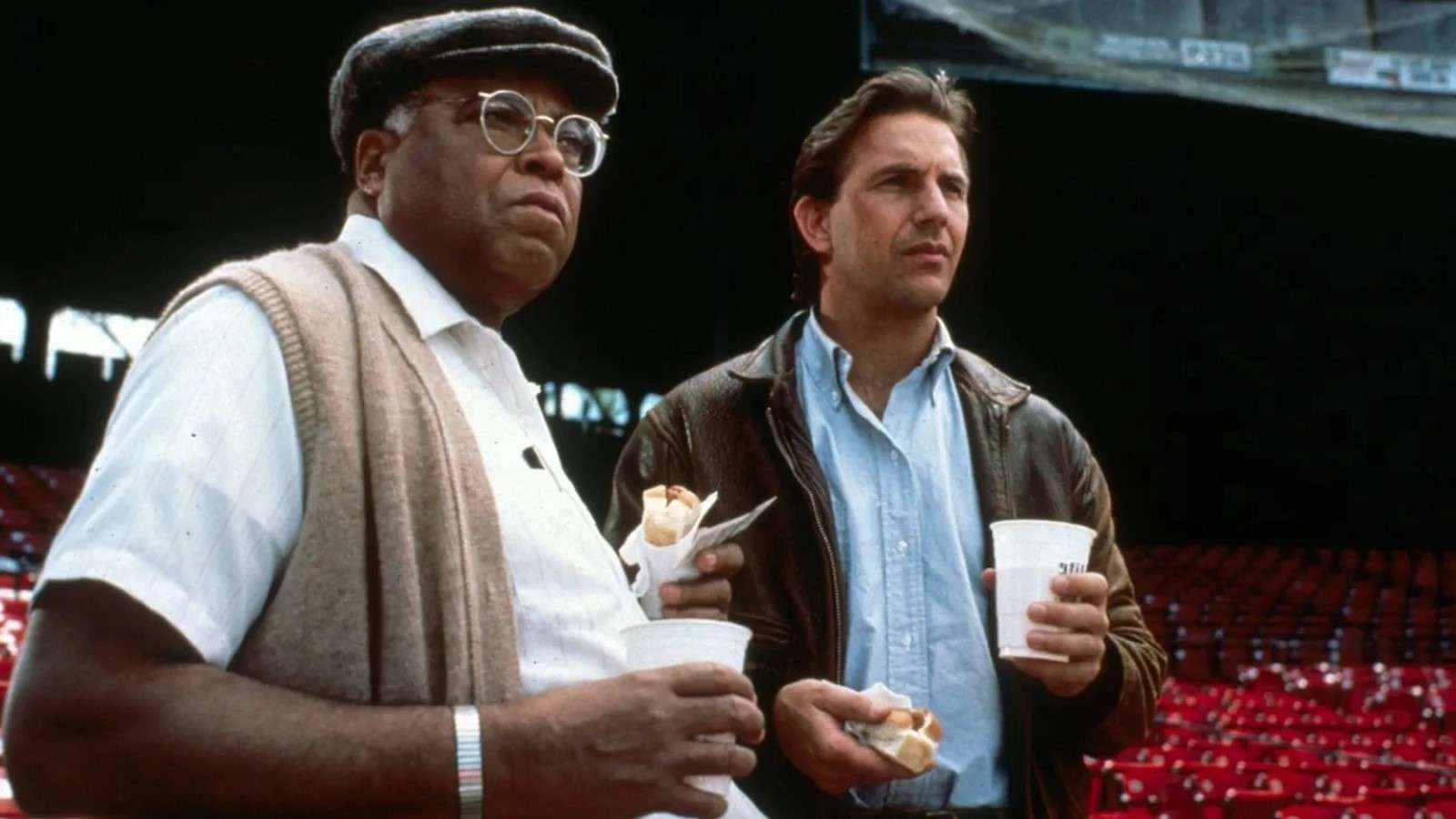 James Earl Jones as Terence and Kevin Costner as Ray in Field of Dreams