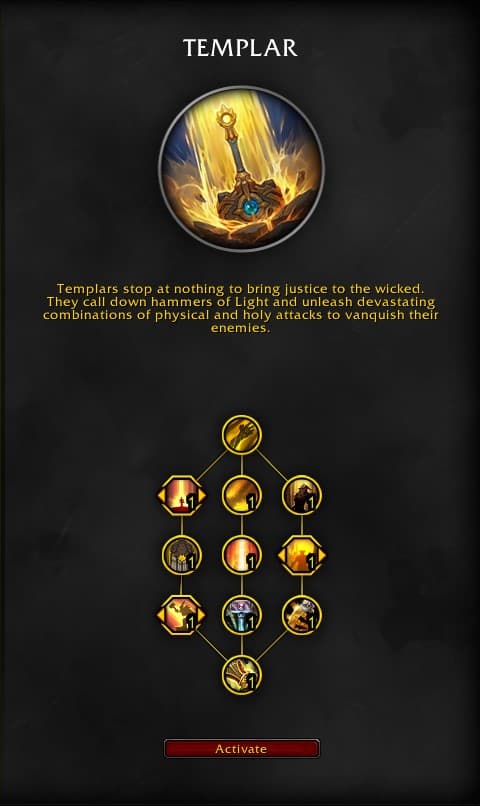 The Templar talents for Ret Paladin in WoW: The War Within