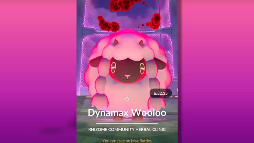 Dynamax Wooloo appears in a Max Battle