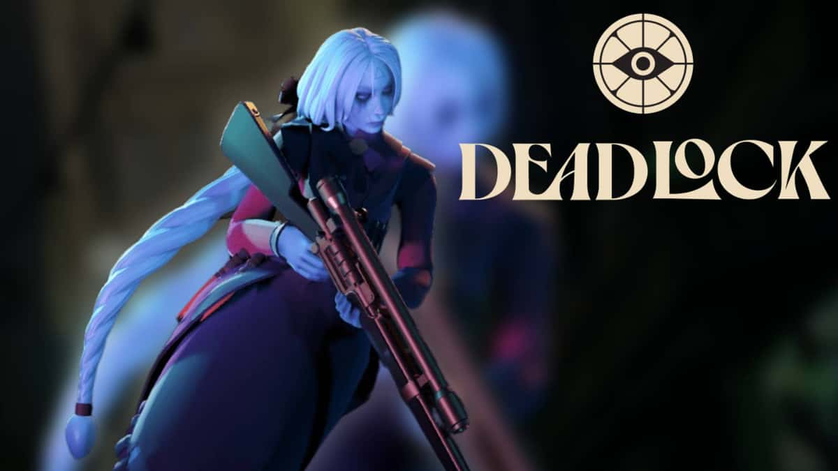 Image of Deadlock character Vindicta with the Deadlock logo in the top right corner.