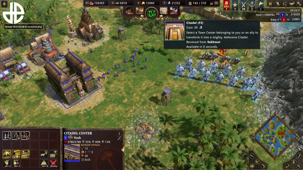 Egyptian God Powers cheat in Age of Mythology Retold.