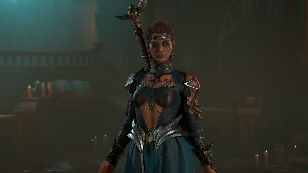 Diablo 4 Sorcerer in blue clothing