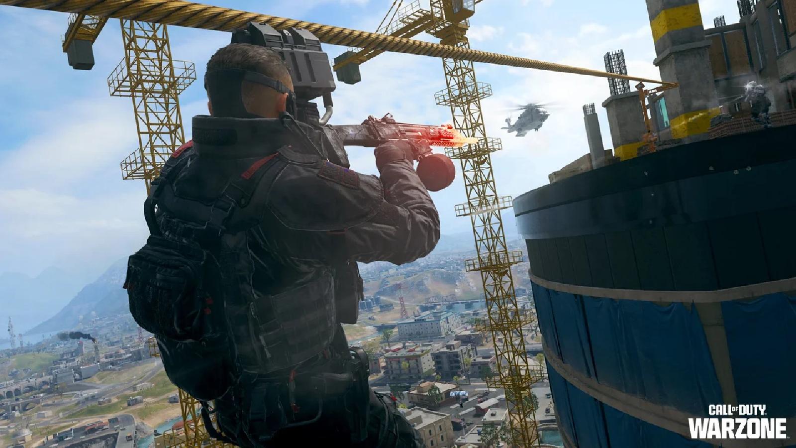 Warzone operator using ziplines