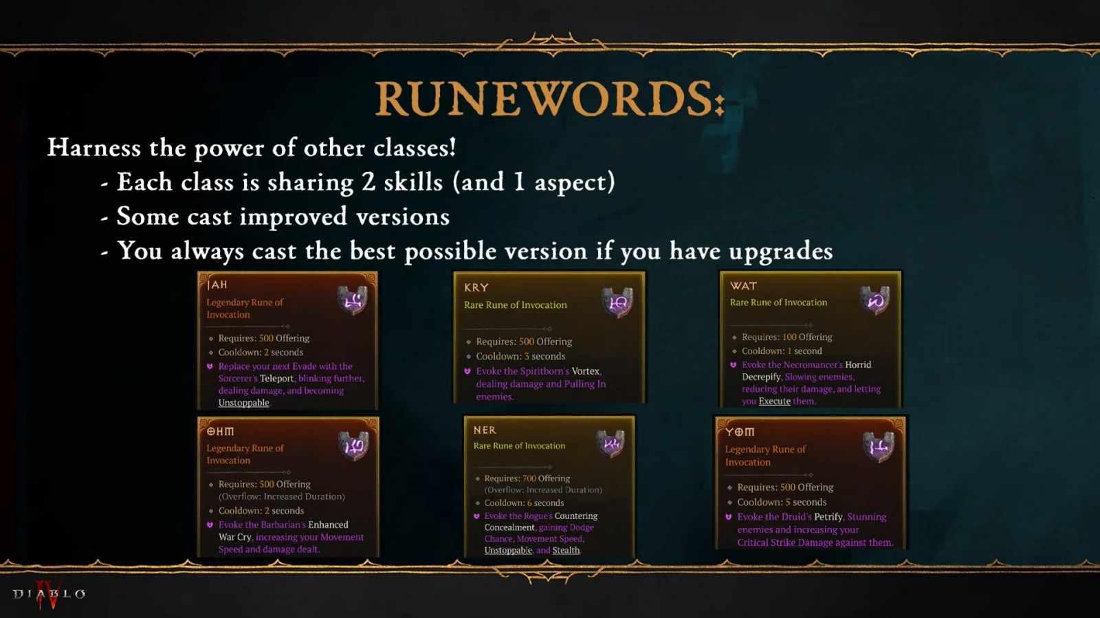 Дополнение Runewords для Diablo 4 позволит игрокам использовать силу других классов