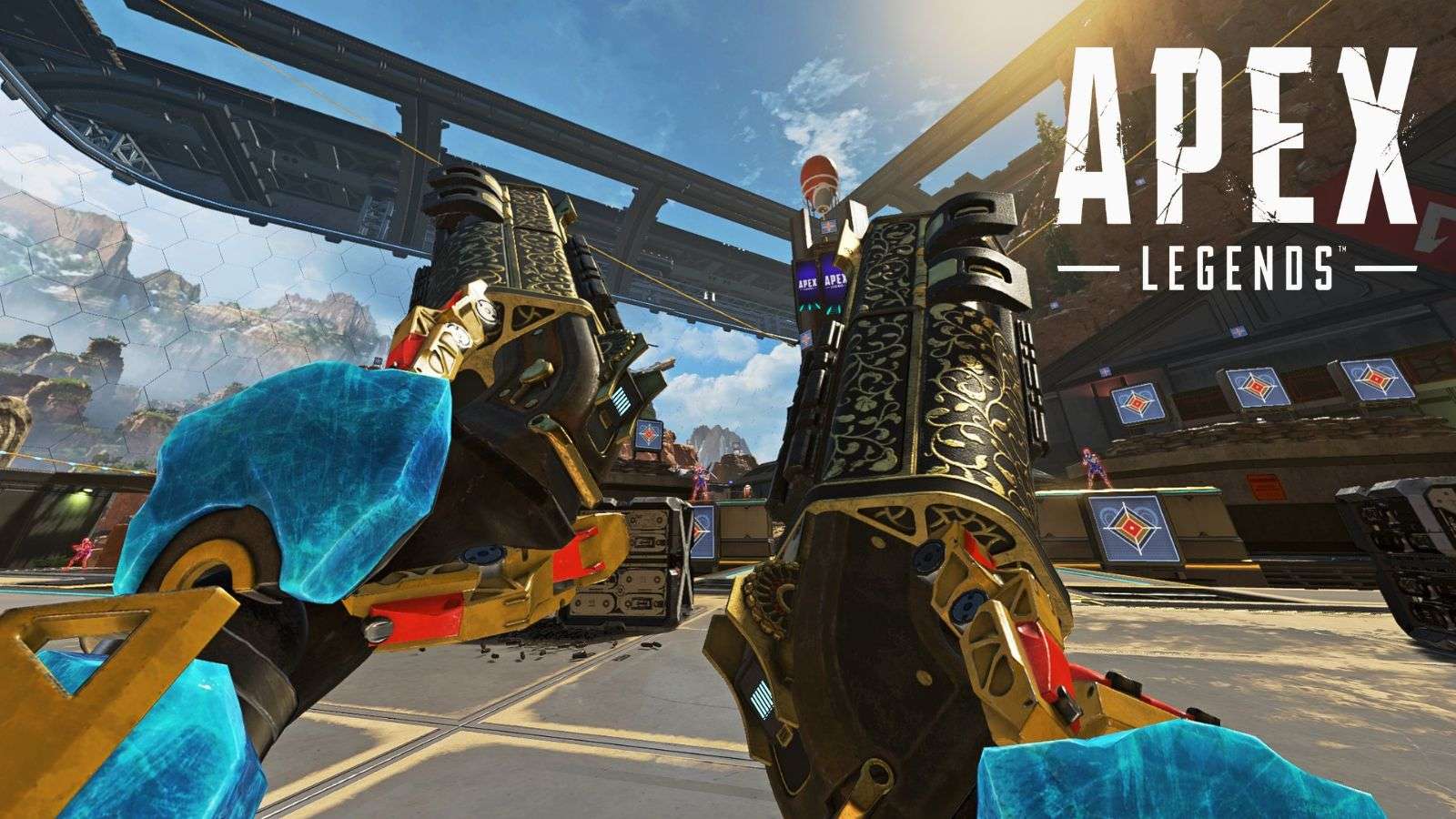 Akimbo mozambique shotgun being held up high in Apex Legends