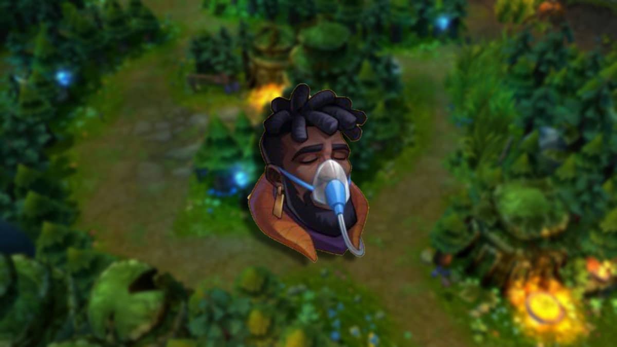 Riot Games emote over a blurred background.