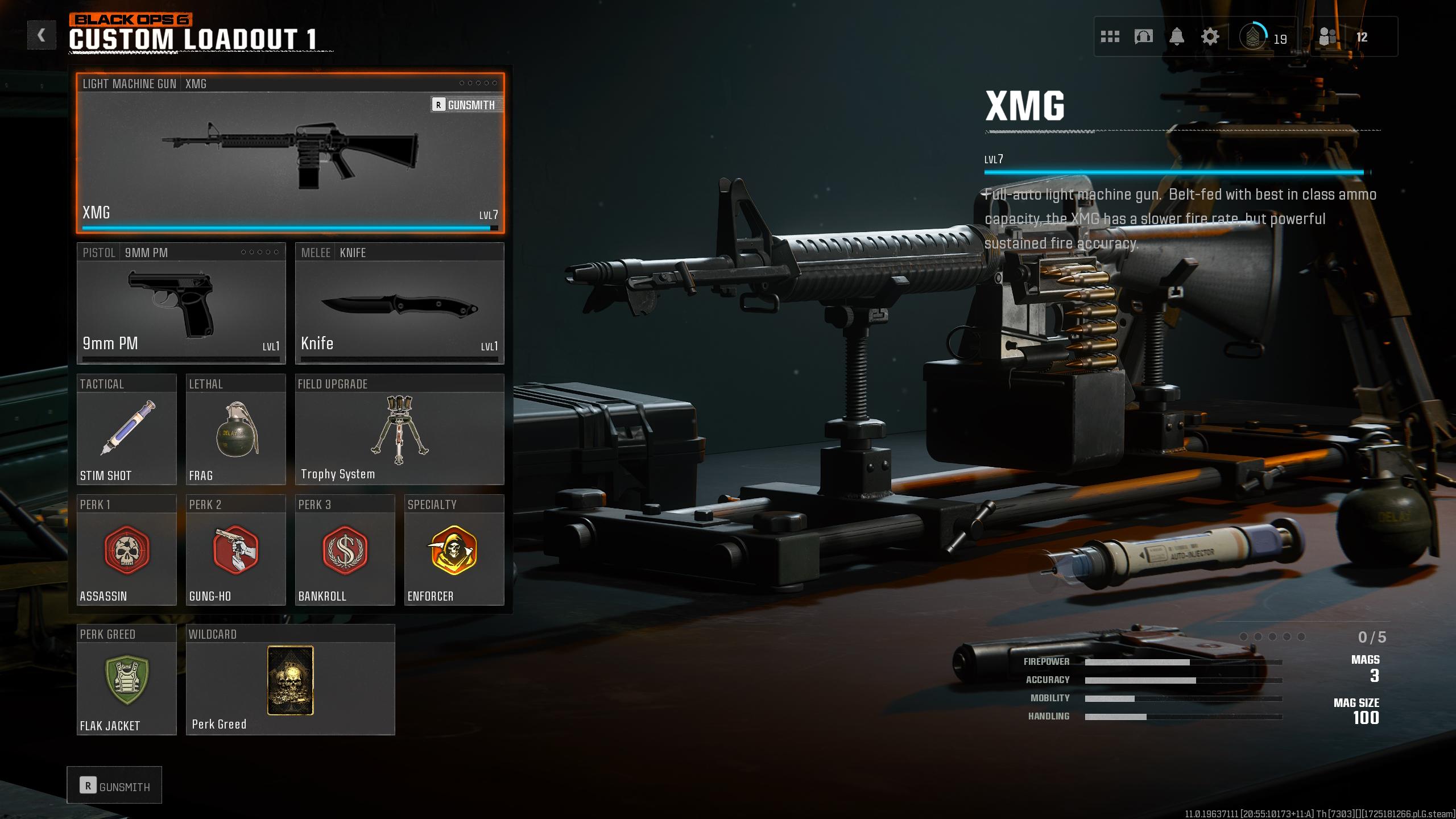 Perks and equipment on XMG class in Black Ops 6.