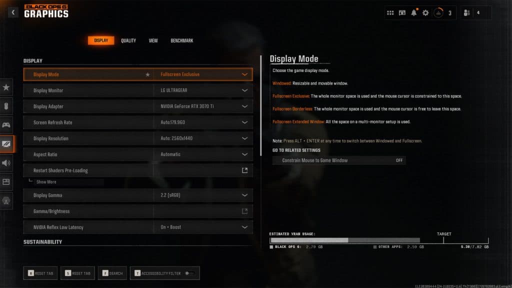 black ops 6 display pc settings