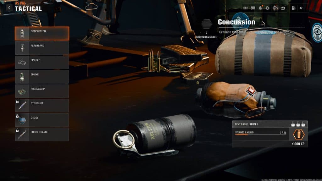 Interface of the tactical equipment in Black Ops 6.