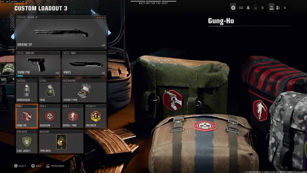 Black Ops 6's attachment selection screen, with the Gung-Ho perk highlighted.