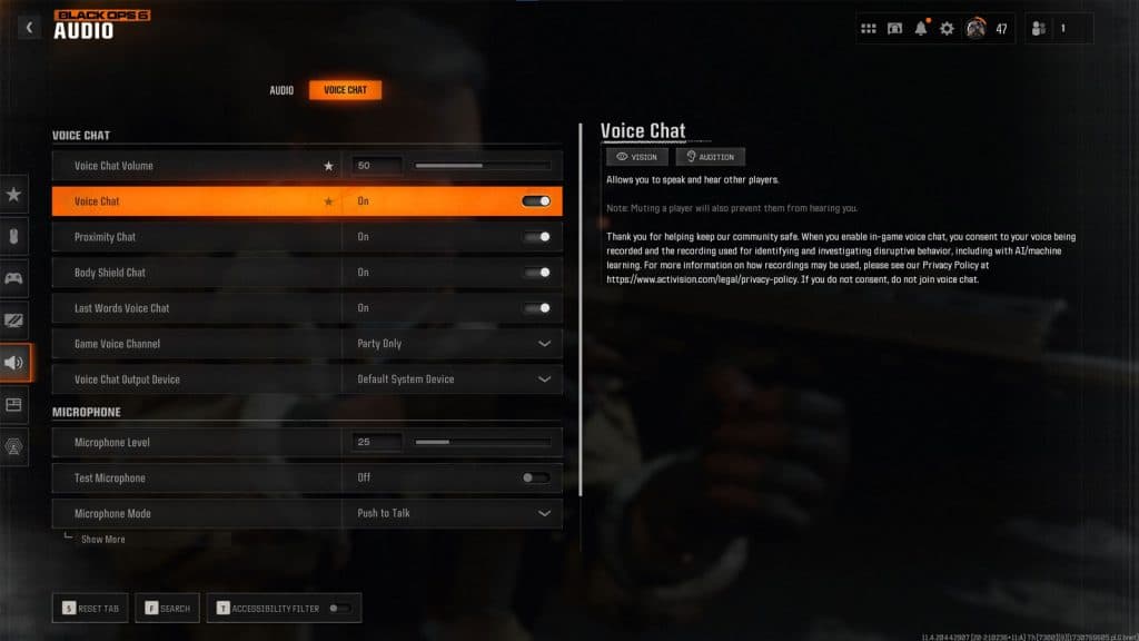 voice chat settings in black ops 6