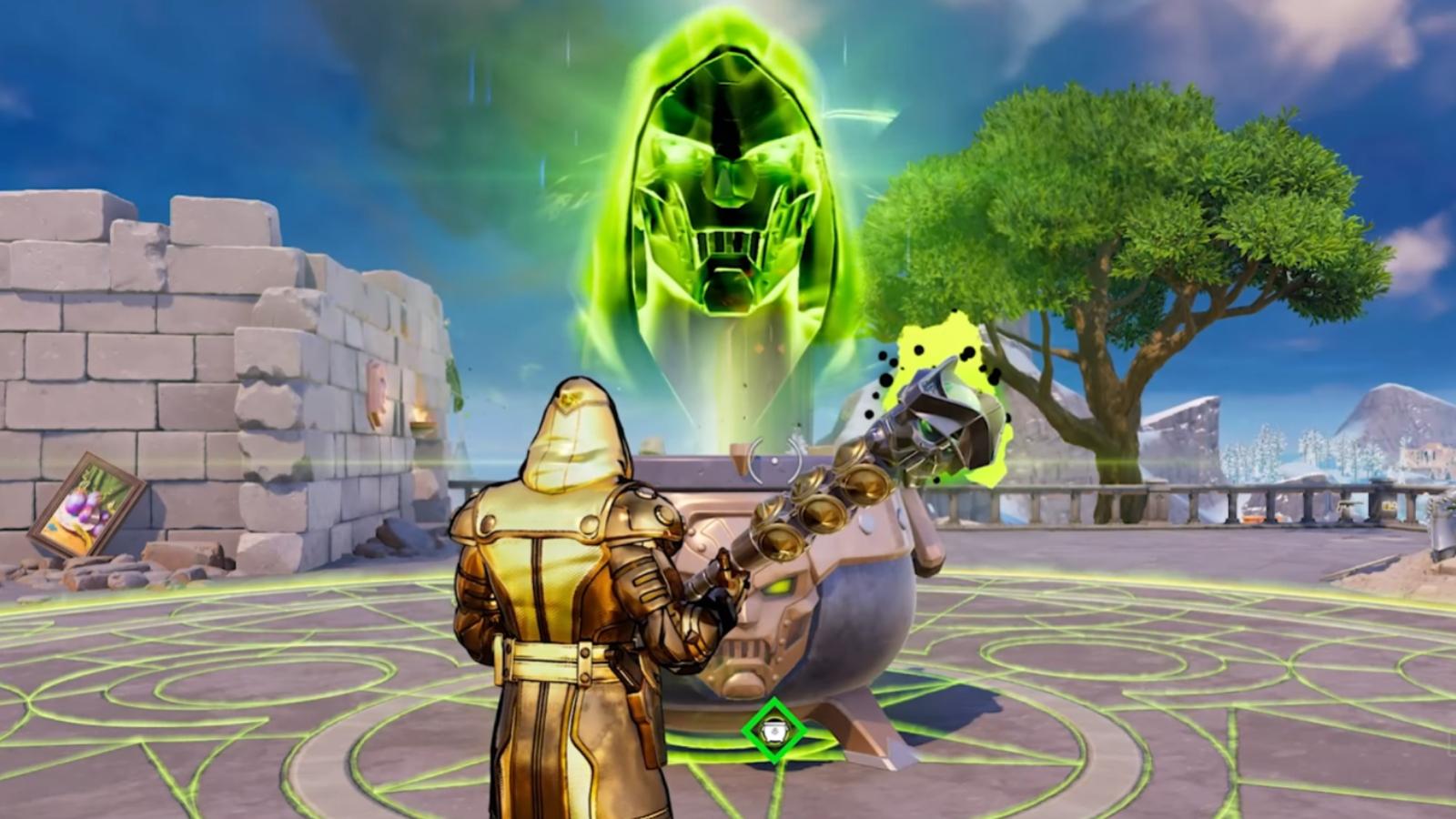 Fortnite Ultra Doom Armor on Isle of Doom.