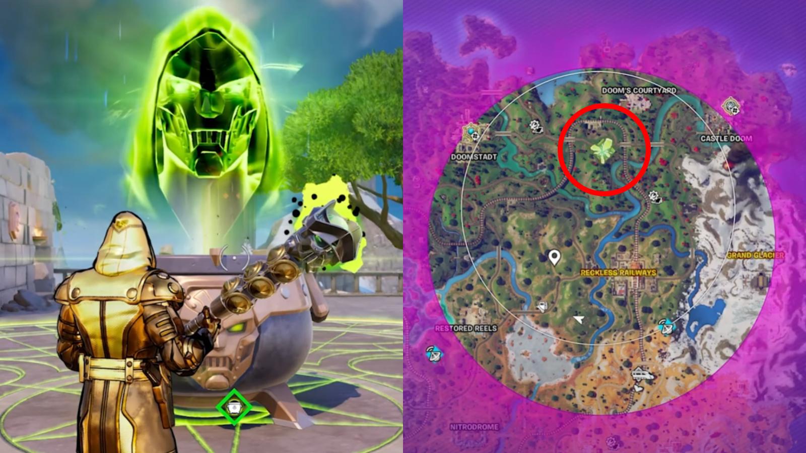 Isle of Doom and Doom's Cauldron location on Chapter 5 Season 4 map.