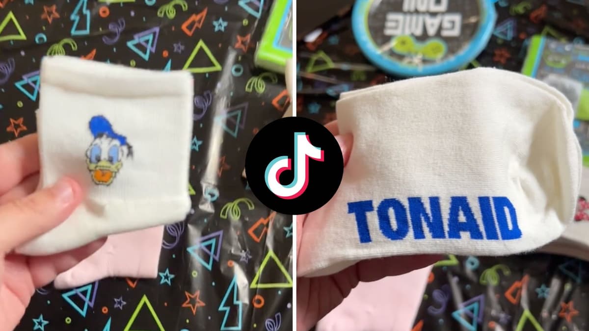 TikToker shows Disney socks from Temu