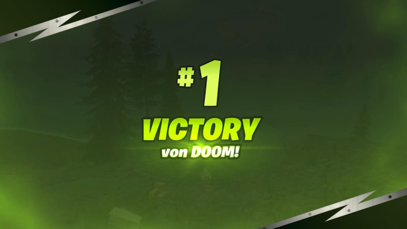 Victory Von Doom Victory Royale sequence in Fortnite Chapter 5 Season 4.